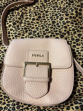 Furla Blush Pink Pebbled Leather Crossbody with Gold Buckle-COA